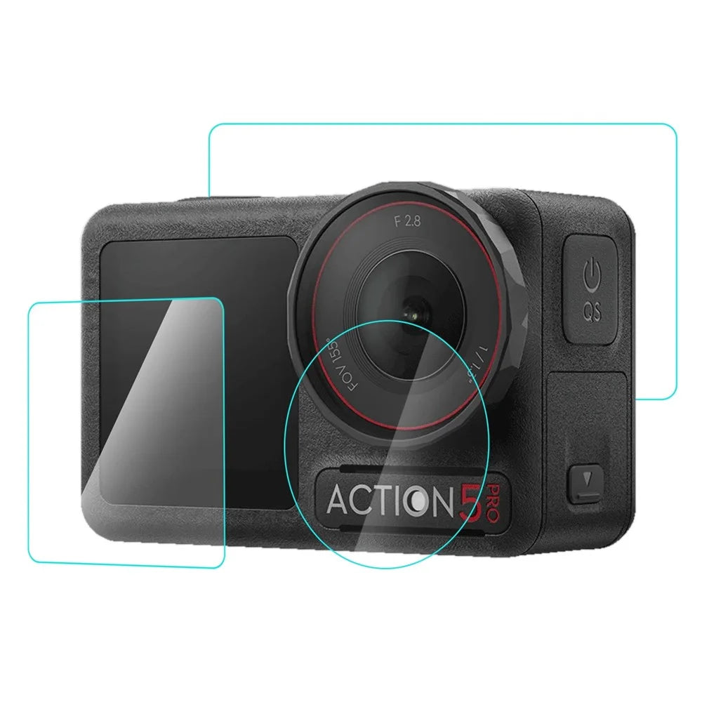 PULUZ PU958T For DJI Osmo Action 5 Pro Screen Protector Set with Lens / Front / Rear Tempered Glass Film Anti Explosion - 2