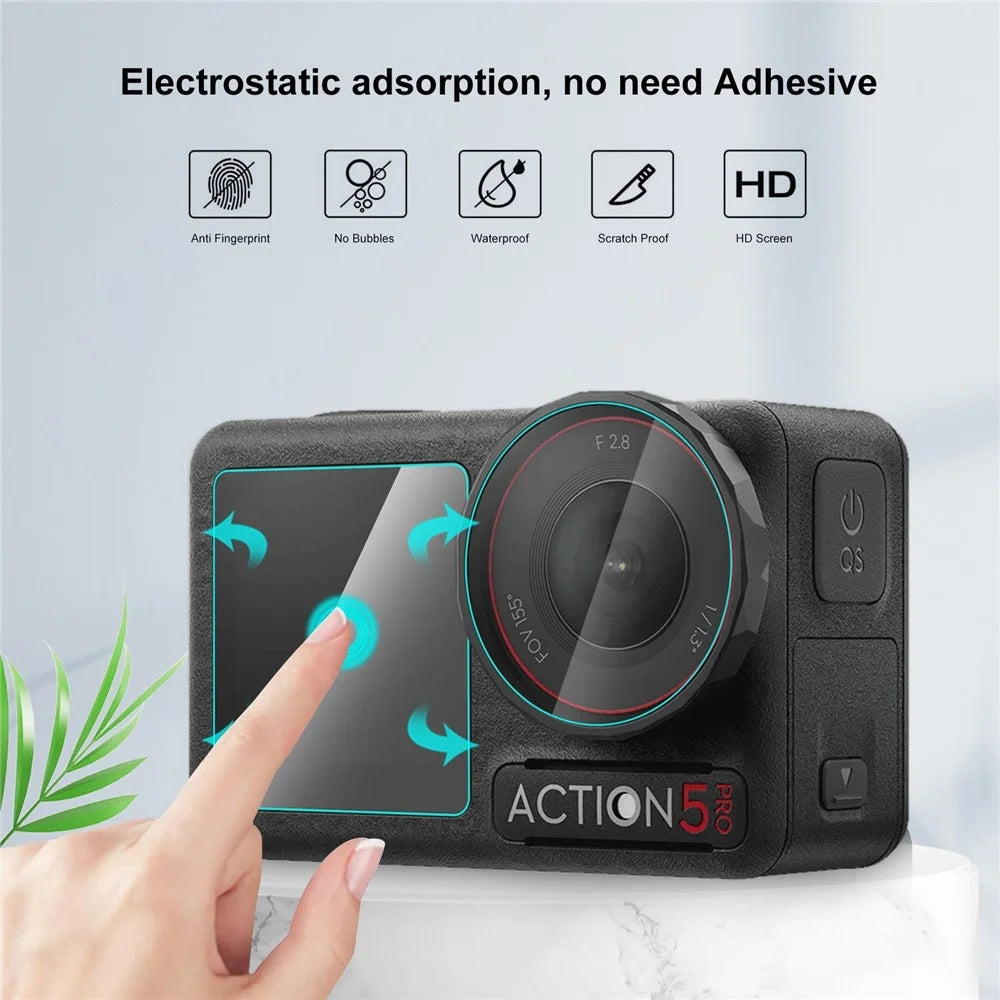 PULUZ PU958T For DJI Osmo Action 5 Pro Screen Protector Set with Lens / Front / Rear Tempered Glass Film Anti Explosion - 4