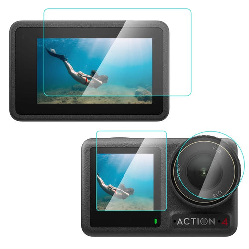 PULUZ PU953T For DJI Osmo Action 4 Screen Protector Set with Lens / Front / Rear Screen Tempered Glass Film - 1