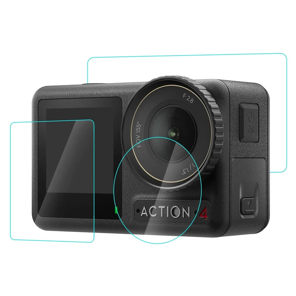 PULUZ PU953T For DJI Osmo Action 4 Screen Protector Set with Lens / Front / Rear Screen Tempered Glass Film - 2