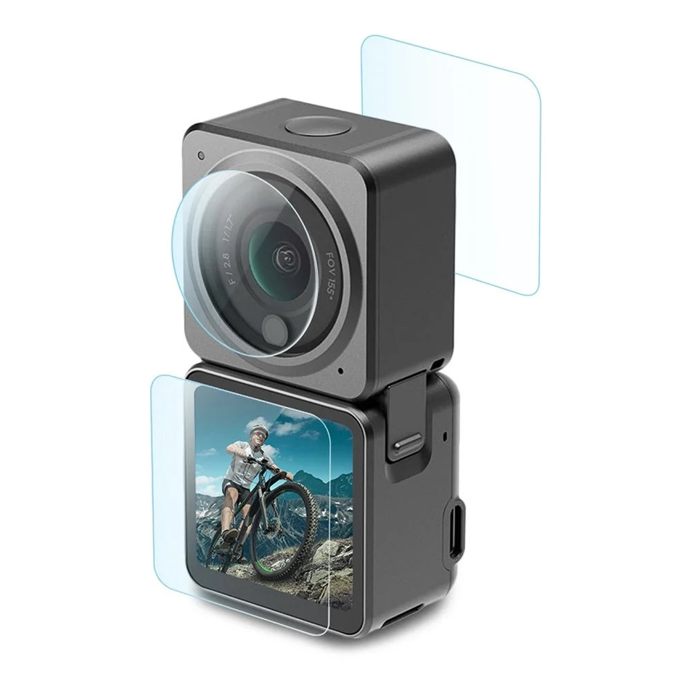PULUZ PU538 For DJI Action 2 Screen Protector 2 Screen Films + 1 Lens Film Kit Tempered Glass Films Anti Explosion - 2
