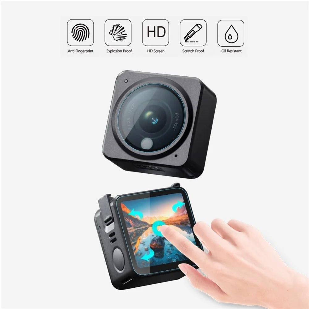 PULUZ PU538 For DJI Action 2 Screen Protector 2 Screen Films + 1 Lens Film Kit Tempered Glass Films Anti Explosion - 4