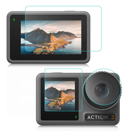 PULUZ PU810 For DJI Osmo Action 3 Screen Protector Set with Lens / Front / Rear Tempered Glass Film Anti-Explosion - 1