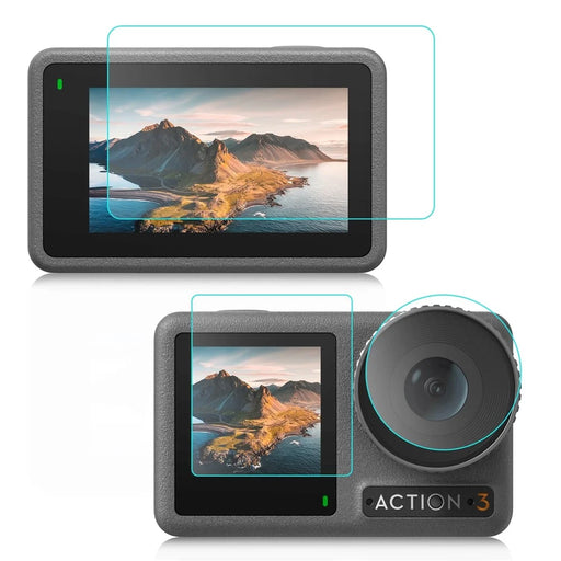 PULUZ PU810 For DJI Osmo Action 3 Screen Protector Set with Lens / Front / Rear Tempered Glass Film Anti-Explosion - 1