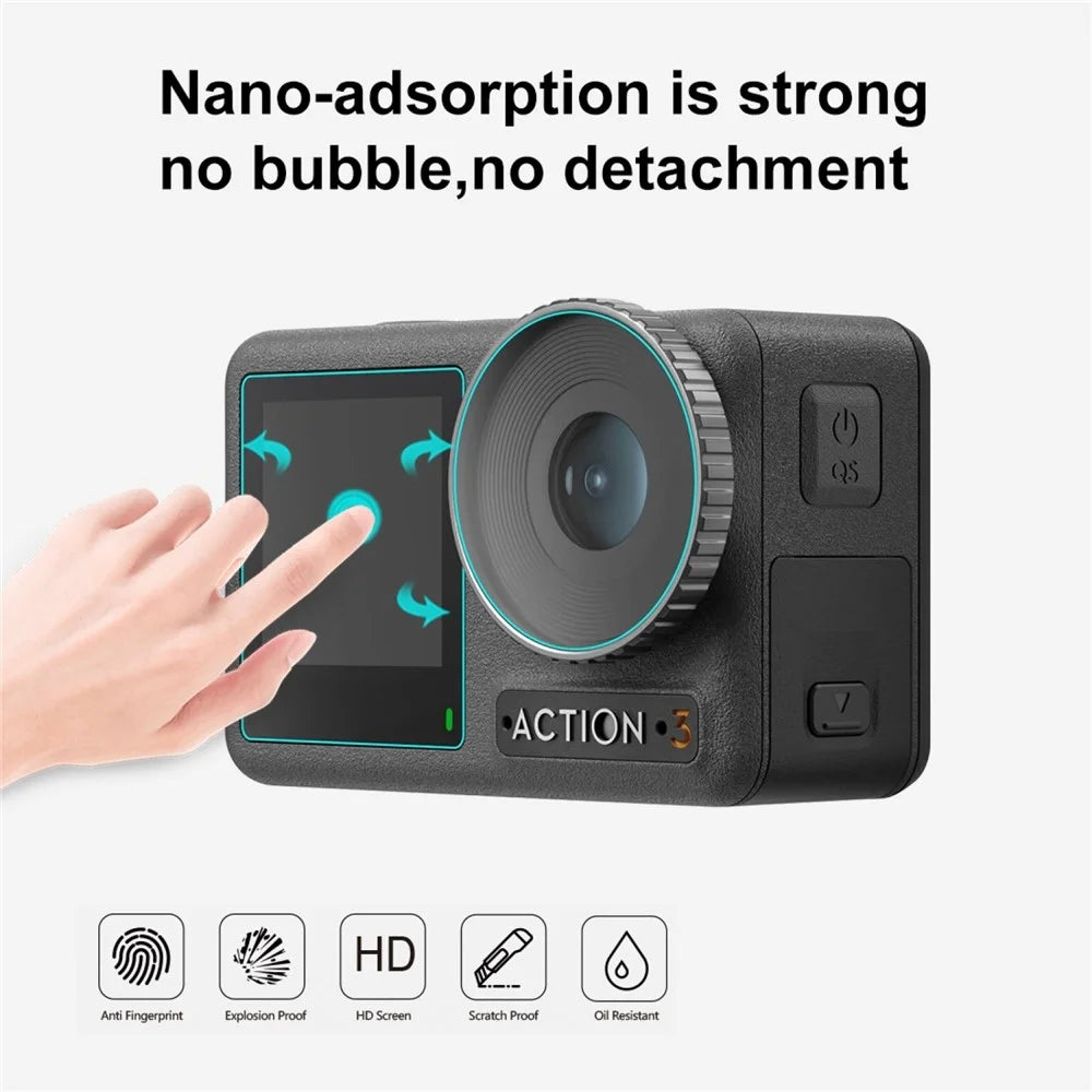 PULUZ PU810 For DJI Osmo Action 3 Screen Protector Set with Lens / Front / Rear Tempered Glass Film Anti-Explosion - 3