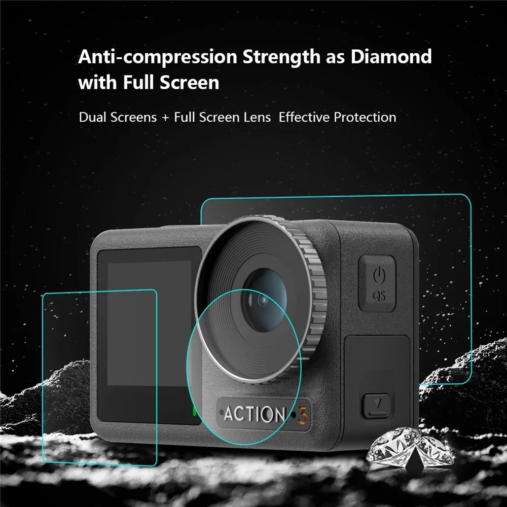 PULUZ PU810 For DJI Osmo Action 3 Screen Protector Set with Lens / Front / Rear Tempered Glass Film Anti-Explosion - 5