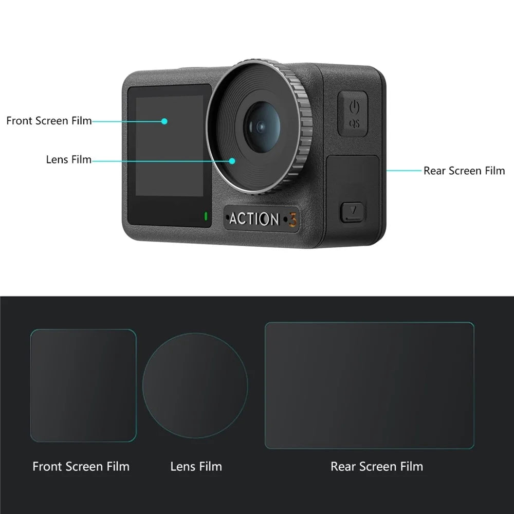 PULUZ PU810 For DJI Osmo Action 3 Screen Protector Set with Lens / Front / Rear Tempered Glass Film Anti-Explosion - 7