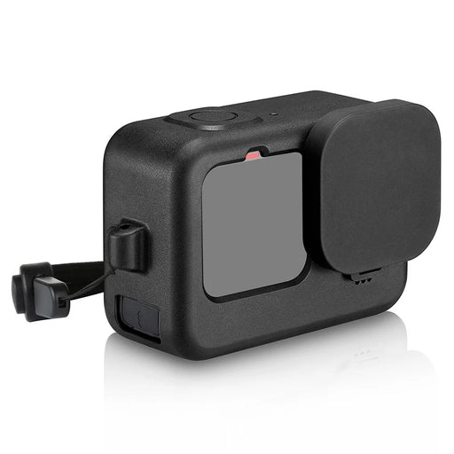 PULUZ PU540B Silicone Case for GoPro Hero 11 Black / 10 Black / 9 Black Protective Cover + POM Charging Side Cover + Lens Cap - 1
