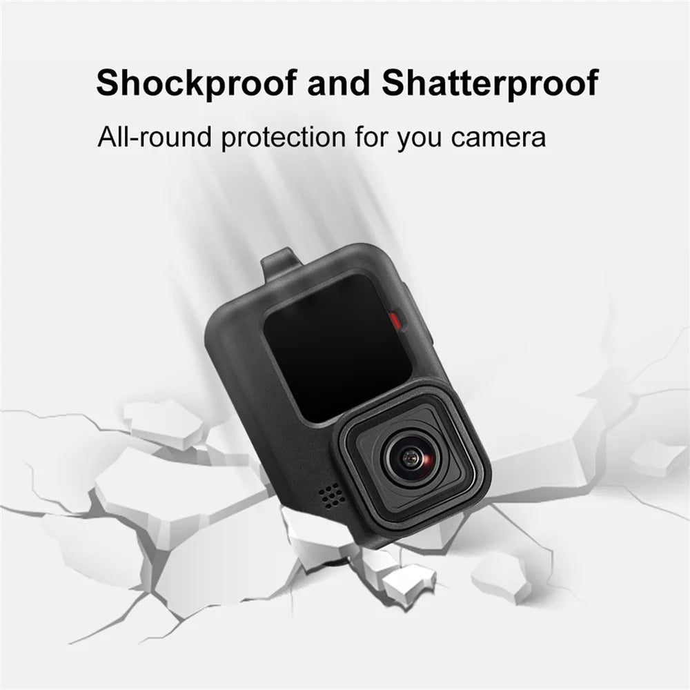 PULUZ PU540B Silicone Case for GoPro Hero 11 Black / 10 Black / 9 Black Protective Cover + POM Charging Side Cover + Lens Cap - 5