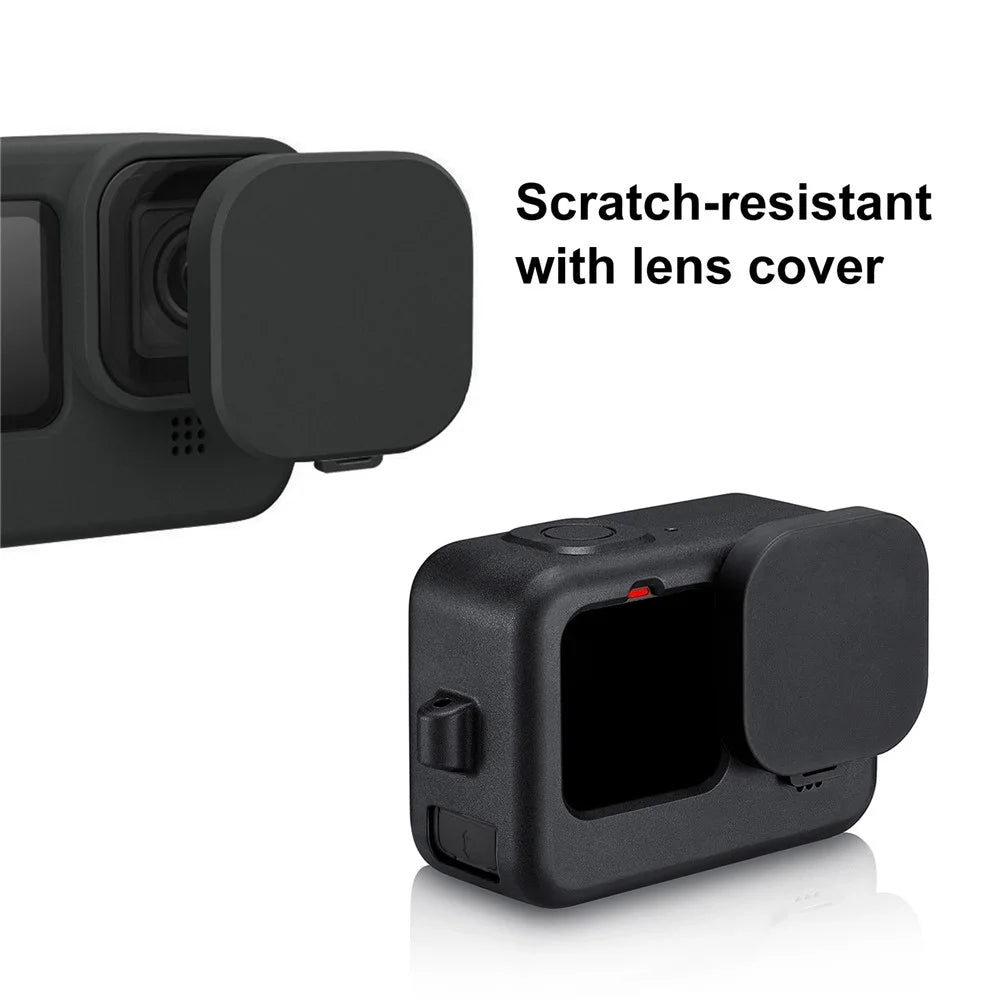 PULUZ PU540B Silicone Case for GoPro Hero 11 Black / 10 Black / 9 Black Protective Cover + POM Charging Side Cover + Lens Cap - 6