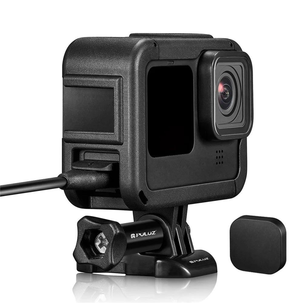 PULUZ PU582B PA Frame for GoPro Hero 11 Black / 10 Black / 9 Black Camera Cage with Cold Shoe Interface and Charging Opening - 1