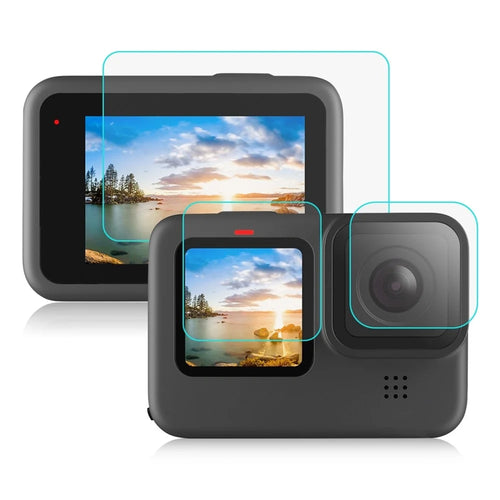 PULUZ PU507 Protective Film for GoPro Hero 12 Black / 11 Black / 10 Black / 9 Black Anti Scratch 9H 2.5D Tempered Glass Lens + LCD Screen Protector - 1