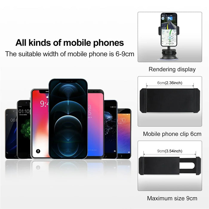 PULUZ PU537B Suction Cup Plastic Phone Mount 360 Degree Rotation Car Dashboard Windshield Phone Holder - 4