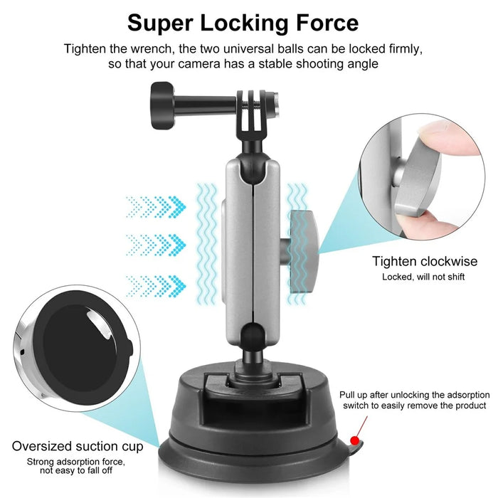 PULUZ PU863 360 Degree Rotation Ball Head Universal Car Suction Cup Mount for Camera Phone - 2