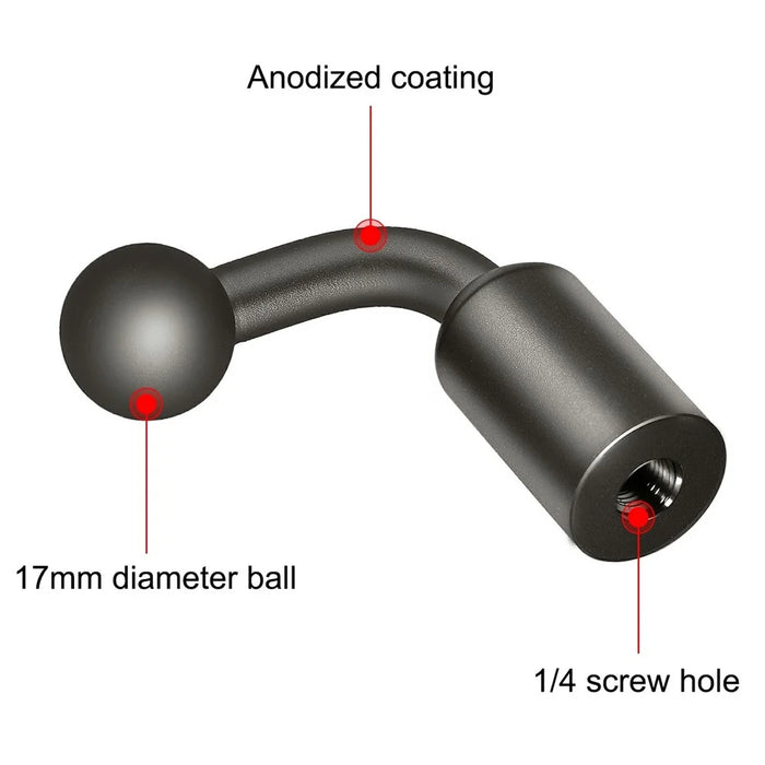 PULUZ PU852B Aluminum Alloy 17mm Ball Head Bracket Base Adapter for Phone Clamp / Camera Mount - 3