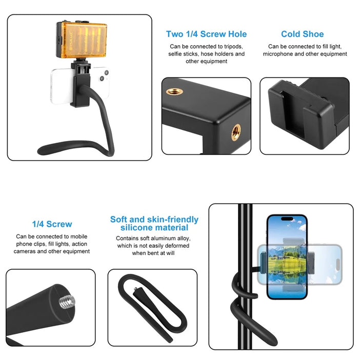 PULUZ PU882B Flexible Silicone Stand for Cellphone / Camera Universal 1 / 4 Inch Screw Mount Adjustable Clamp - 3