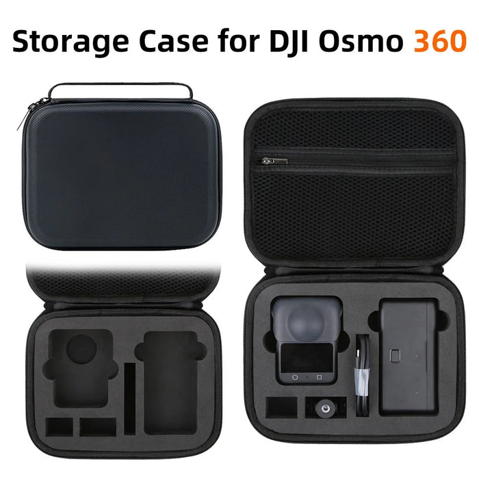For DJI Osmo 360 Panoramic Camera Storage Case PU Leather Handbag Carrying Bag - Black - 7