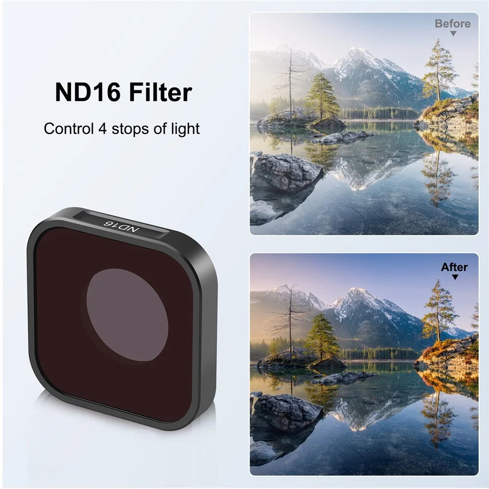 PULUZ PU921 ND16 Filter for GoPro HERO11 Black  /  HERO11 Black Mini  /  HERO10 Black  /  HERO9 Black Optical Glass Camera Lens Filter - 4