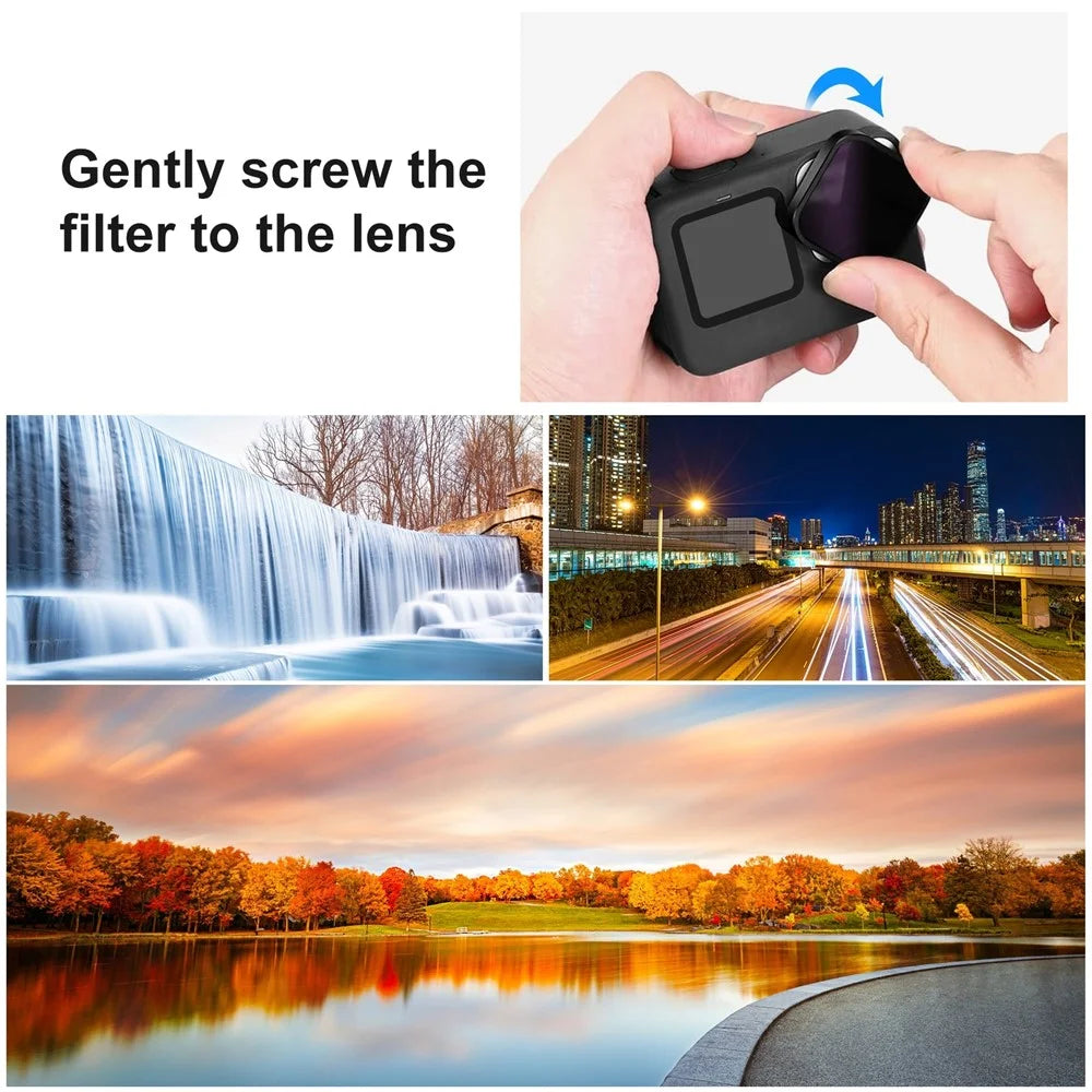 PULUZ PU921 ND16 Filter for GoPro HERO11 Black  /  HERO11 Black Mini  /  HERO10 Black  /  HERO9 Black Optical Glass Camera Lens Filter - 5
