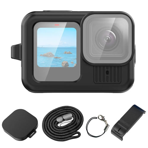 PULUZ PU949B For GoPro HERO13 Black Silicone Protective Case Charging Side Cover Set with Hand Strap and Lens Cap - 1