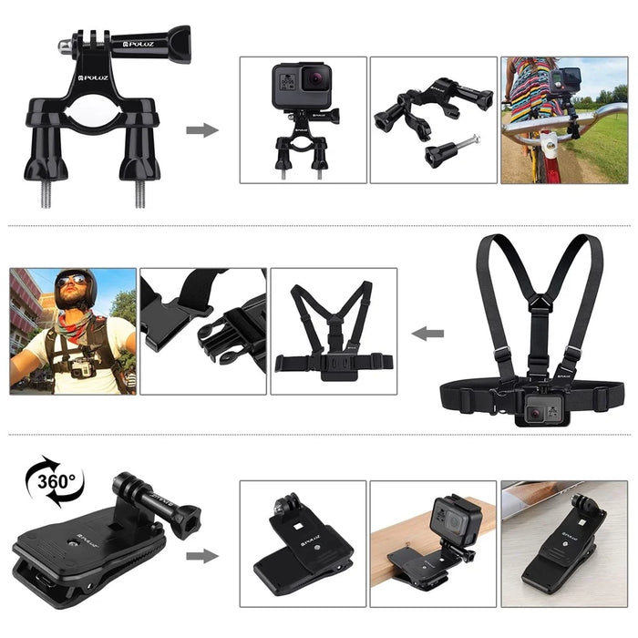 PULUZ PKT39 50 in 1 Combo Kits with Storage Case for GoPro HERO11 Black / HERO10 Black / HERO9 Black / HERO8 Black / HERO7 - 3