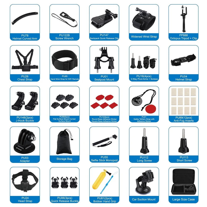 PULUZ PKT39 50 in 1 Combo Kits with Storage Case for GoPro HERO11 Black / HERO10 Black / HERO9 Black / HERO8 Black / HERO7 - 5