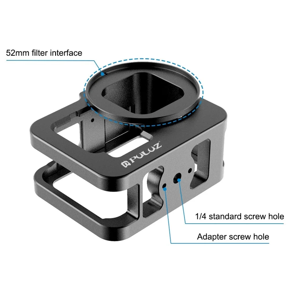 PULUZ PU508B For GoPro Hero 11 Black / 10 Black / 9 Black Metal Protective Camera Cage with UV Lens Filter - 3
