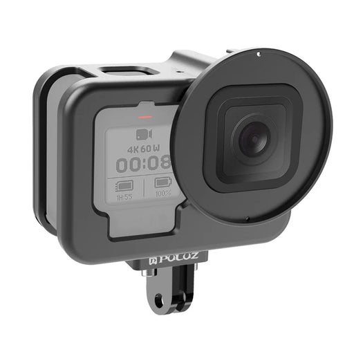 PULUZ PU509B For GoPro HERO11 Black  /  HERO10 Black  /  HERO9 Black Metal Protective Cage with Insurance Frame and 52mm UV Lens - 1