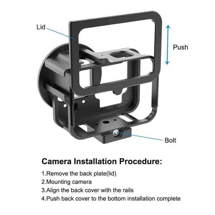 PULUZ PU509B For GoPro HERO11 Black  /  HERO10 Black  /  HERO9 Black Metal Protective Cage with Insurance Frame and 52mm UV Lens - 6