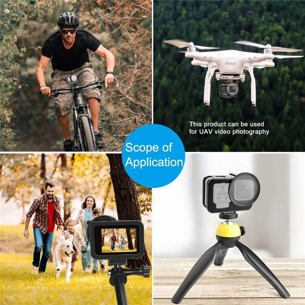 PULUZ PU509B For GoPro HERO11 Black  /  HERO10 Black  /  HERO9 Black Metal Protective Cage with Insurance Frame and 52mm UV Lens - 7