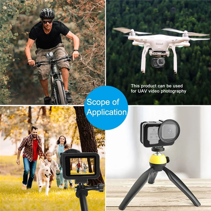 PULUZ PU509B For GoPro HERO11 Black  /  HERO10 Black  /  HERO9 Black Metal Protective Cage with Insurance Frame and 52mm UV Lens - 7