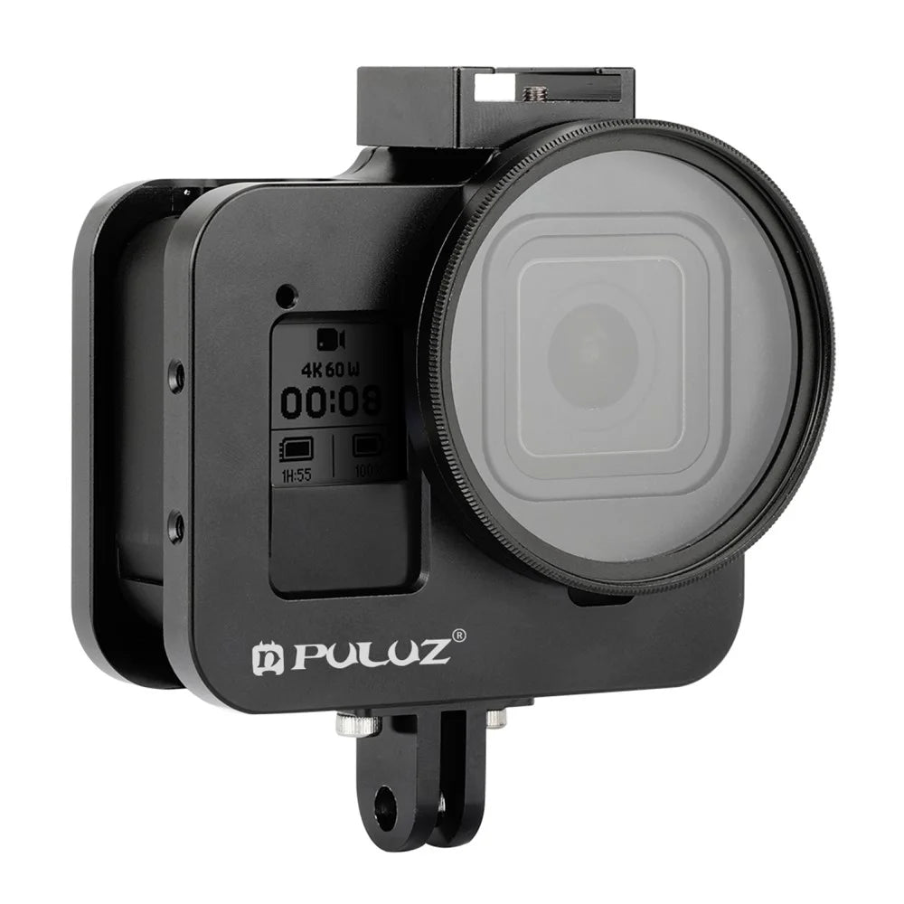 PULUZ PU358B For GoPro HERO8 Black CNC Aluminum Alloy Protective Cage with Insurance Frame and 52mm UV Lens - 1