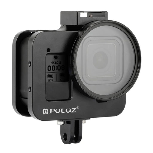 PULUZ PU358B For GoPro HERO8 Black CNC Aluminum Alloy Protective Cage with Insurance Frame and 52mm UV Lens - 1