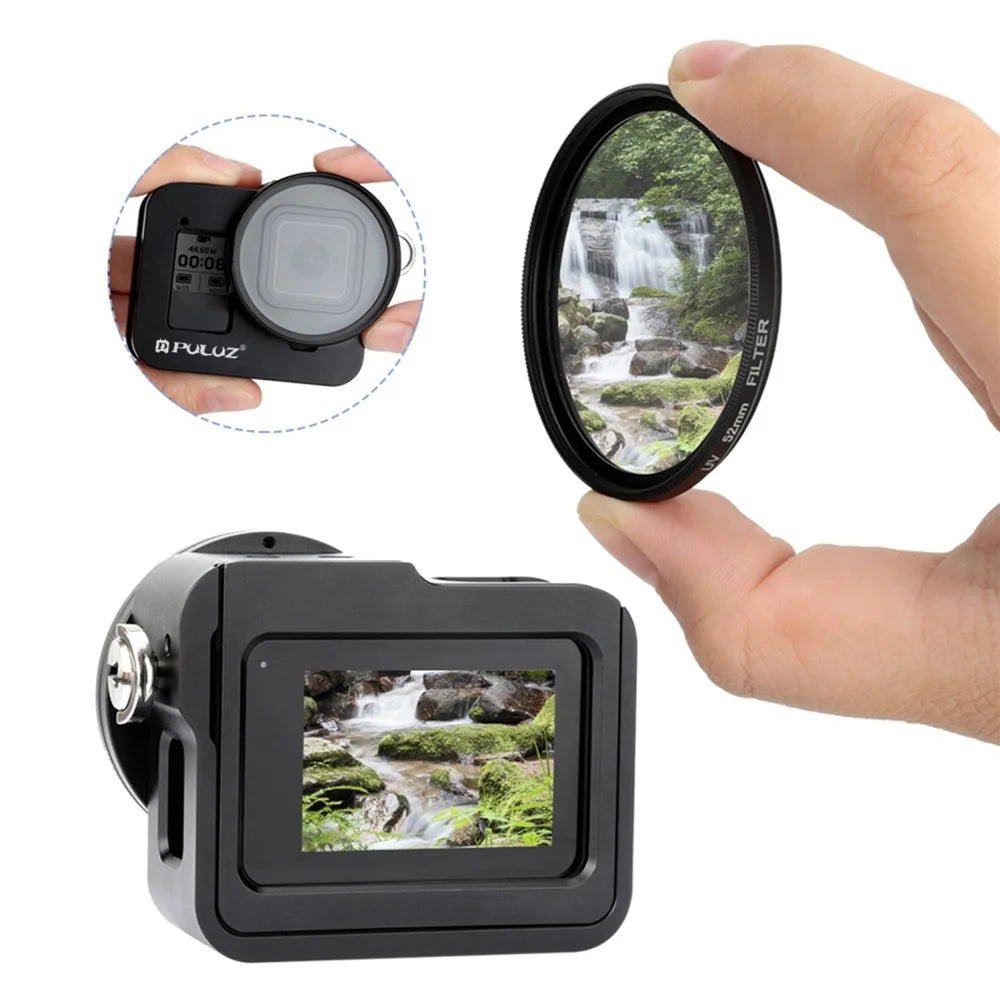 PULUZ PU358B For GoPro HERO8 Black CNC Aluminum Alloy Protective Cage with Insurance Frame and 52mm UV Lens - 5