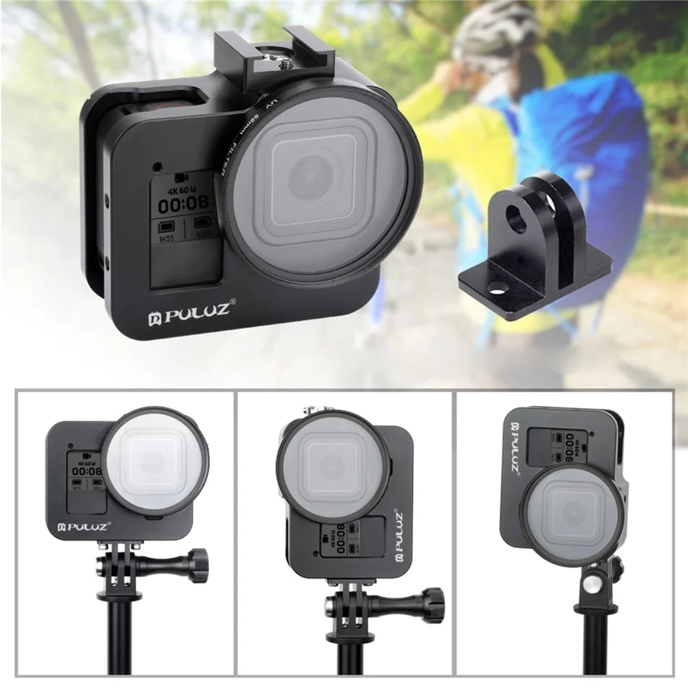 PULUZ PU358B For GoPro HERO8 Black CNC Aluminum Alloy Protective Cage with Insurance Frame and 52mm UV Lens - 6