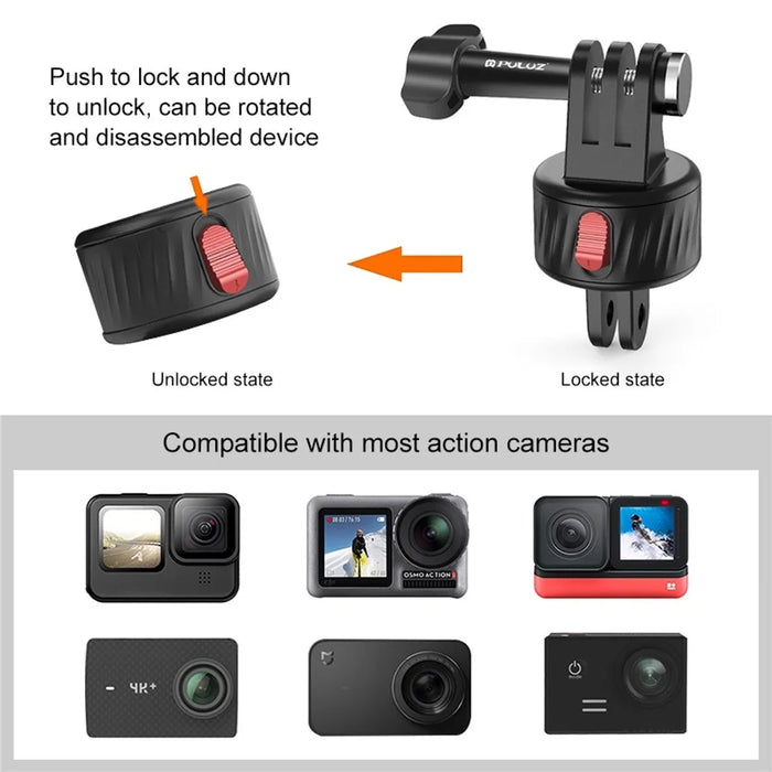 PULUZ PU706B For GoPro / Insta360 Action Camera Quick Release Magnetic Base Mount Adapter - 6