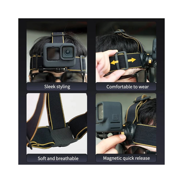 PULUZ PU1050B Magnetic Quick Release Head Strap for Action Camera POV Hands Free Shooting - 7