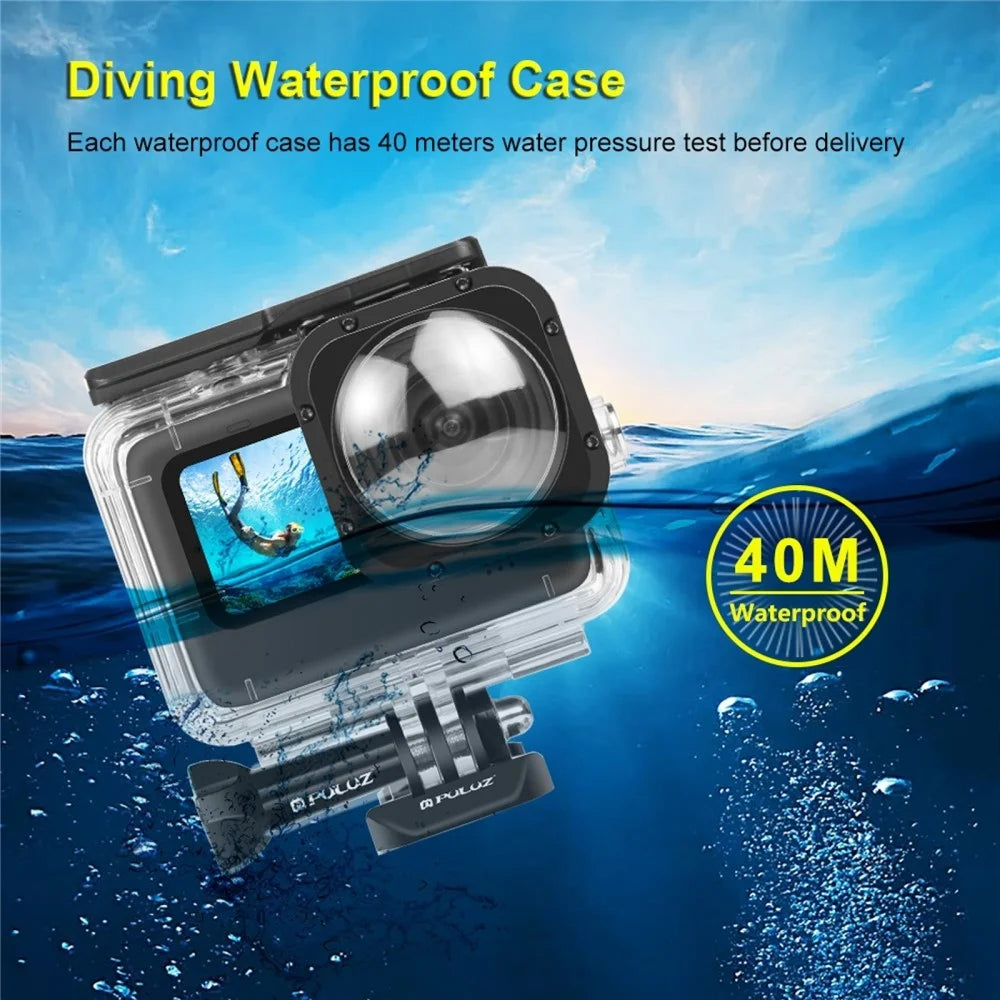 PULUZ PU559 For GoPro HERO11 Black / 10 Black / 9 Black Waterproof Case Max Lens Mod 40m Underwater Housing with Mount Base - 4