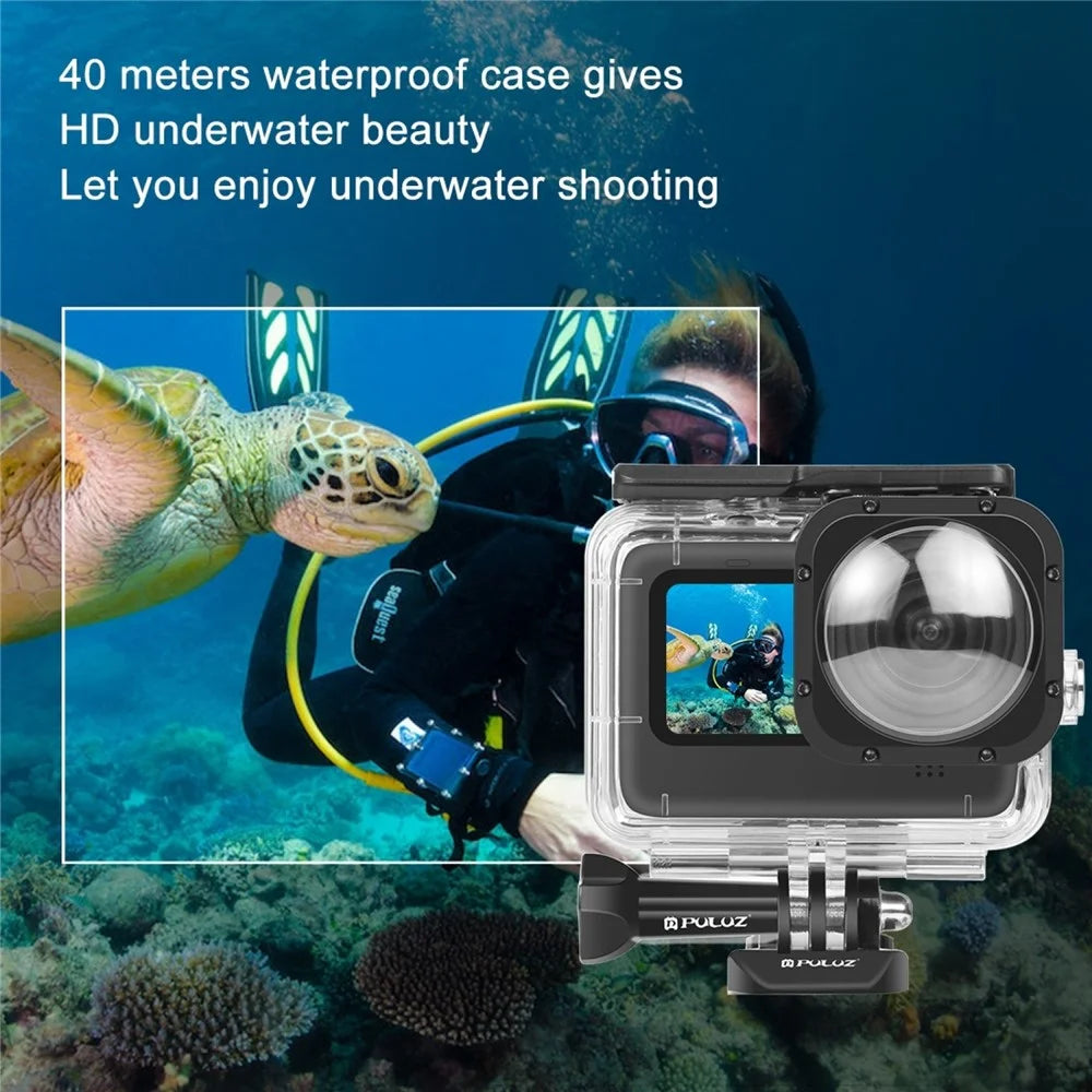 PULUZ PU559 For GoPro HERO11 Black / 10 Black / 9 Black Waterproof Case Max Lens Mod 40m Underwater Housing with Mount Base - 5