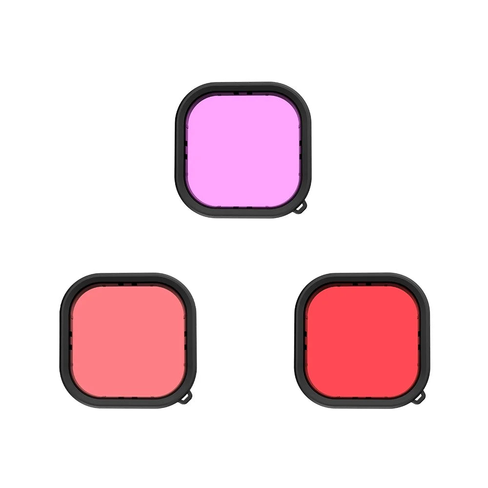 TELESIN GP-FLT-904 3 in 1 Waterproof Case Filters for GoPro Hero 9 / 10 / 11 Red / Pink / Purple Lens Filter Set - 1