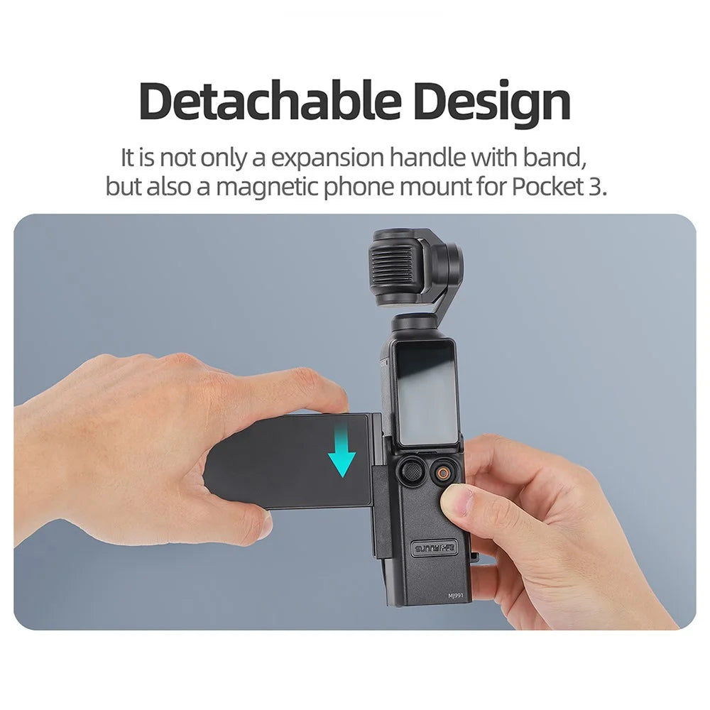 SUNNYLIFE OP3-MJ991 For DJI Osmo Pocket 3 Hand Band Magnetic Expansion Adapter Phone Teleprompter Holder Mount Extension Handle - 6