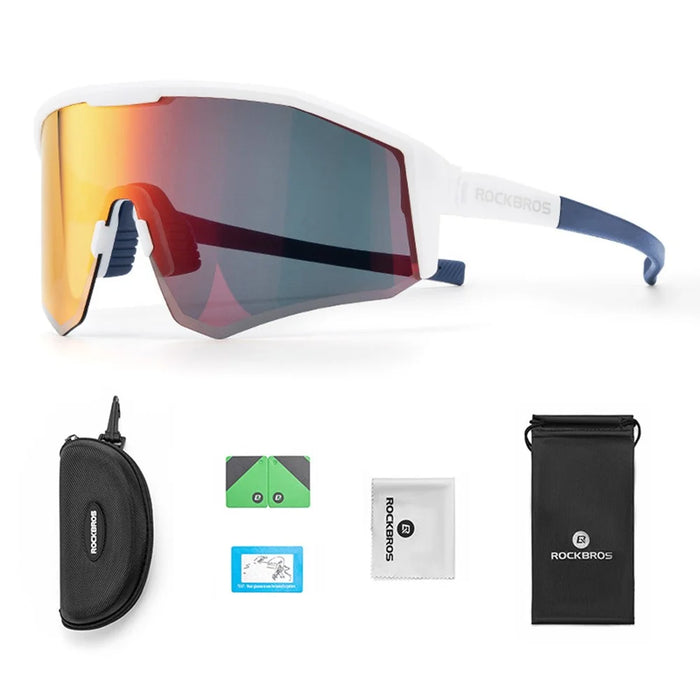 ROCKBROS 14130001 SP297 Cycling Glasses UV400 Protection Polarized Sunglasses Outdoor Sports Eyewear - White Frame - 1