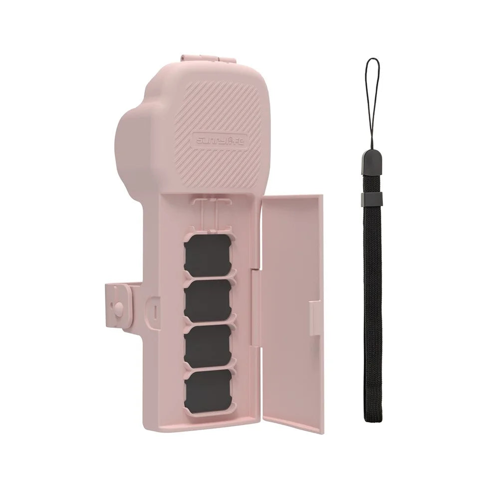 SUNNYLIFE OP3-K019 For DJI Osmo Pocket 3 Magnetic Closure Camera Filter Storage Case with Hand Strap - Pink - 1