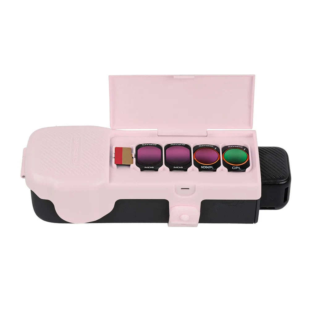 SUNNYLIFE OP3-K019 For DJI Osmo Pocket 3 Magnetic Closure Camera Filter Storage Case with Hand Strap - Pink - 2