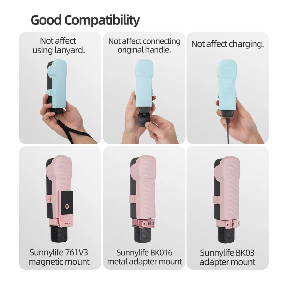 SUNNYLIFE OP3-K019 For DJI Osmo Pocket 3 Magnetic Closure Camera Filter Storage Case with Hand Strap - Pink - 6