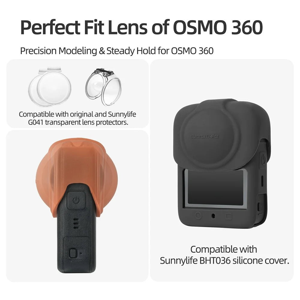 SUNNYLIFE OS-SG034 For DJI Osmo 360 Camera Lens Guard Anti Scratch Silicone Lens Protective Cover - Orange - 5