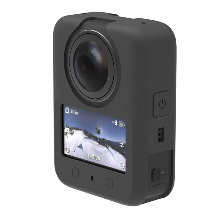 For DJI Osmo 360 Action Camera Silicone Case with Lens Cap Shockproof Protective Sleeve Cover - Black - 2