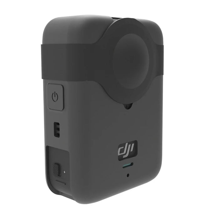 For DJI Osmo 360 Action Camera Silicone Case with Lens Cap Shockproof Protective Sleeve Cover - Black - 4