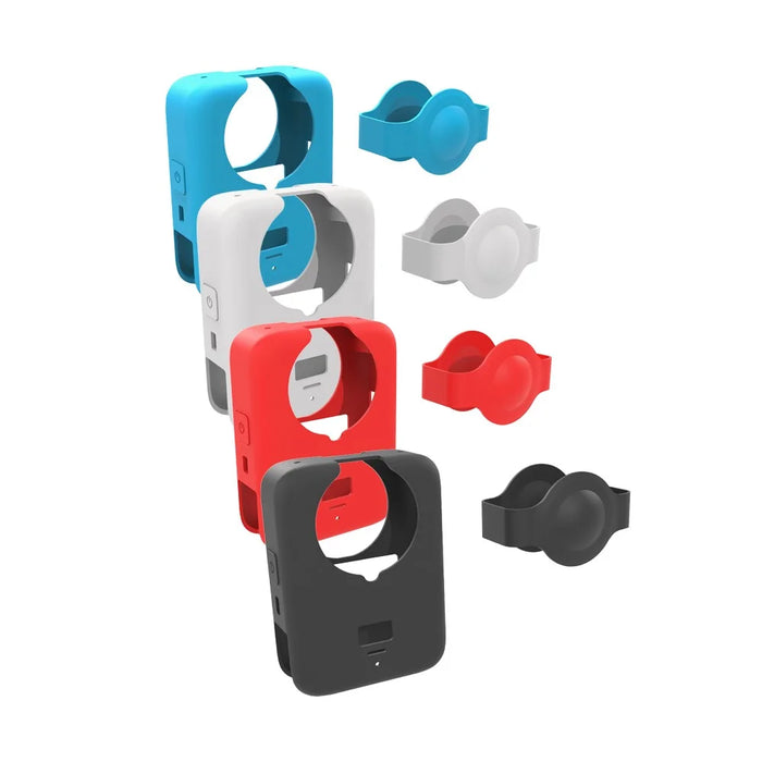 For DJI Osmo 360 Action Camera Silicone Case with Lens Cap Shockproof Protective Sleeve Cover - Black - 6