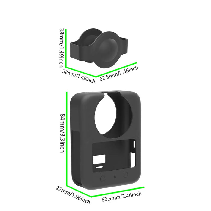 For DJI Osmo 360 Action Camera Silicone Case with Lens Cap Shockproof Protective Sleeve Cover - Black - 7